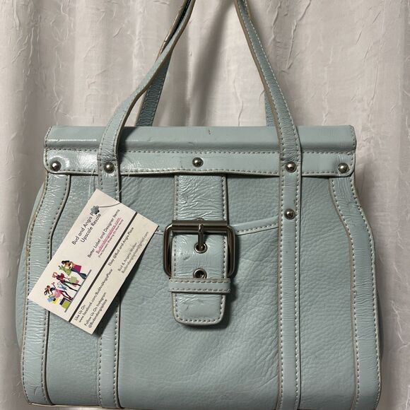 Maxximum Light blue Patent Leather Satchel Handbag - Picture 1 of 11